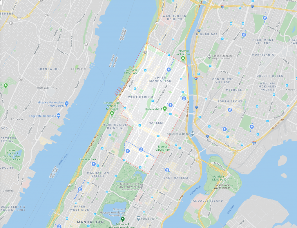 Map of Harlem, New York