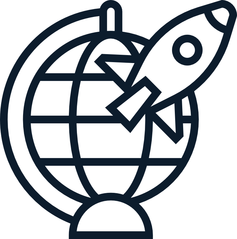 Globe and rocket icon