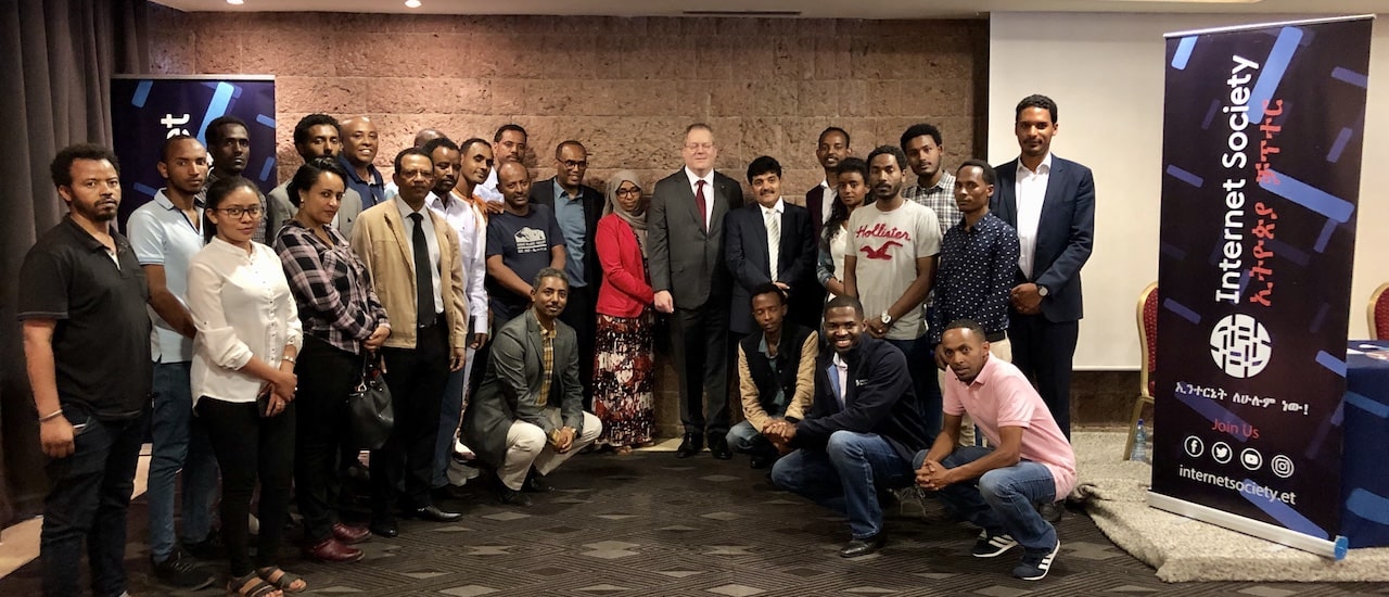 Members of the Ethiopia ISOC chapter gather to celebrate its launch