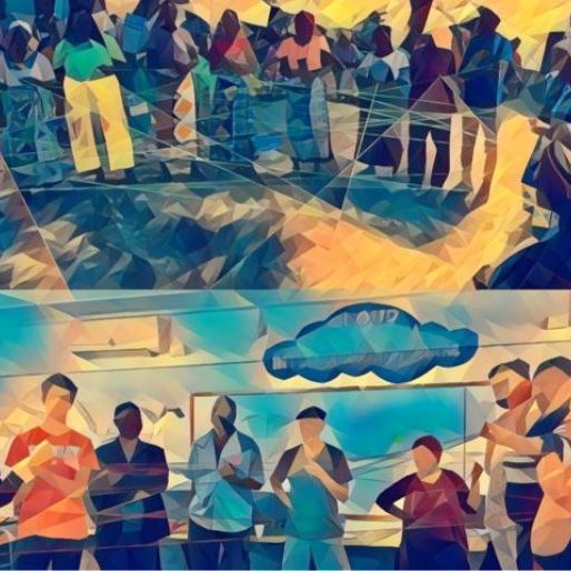 Abstract representation of the project - helping to build connections between people who want to trade using a community currency and share local knowledge or digital resources using our iNethi cloud platform